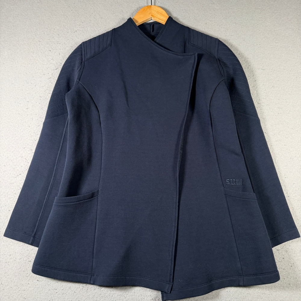 5.11 Tactical Womens Navy Blue Asymmetrical Wrap Jacket‎ Quilted Shoulder Small
